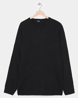 Crew Neck Black Acrylic Knitted Jumper
