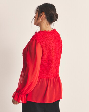 Shirred Georgette V-Neck Blouse