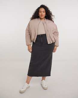 Taupe Oversized Bomber Jacket
