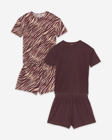 Simply Be 2 Pack Pyjama Short Sets Animal Print