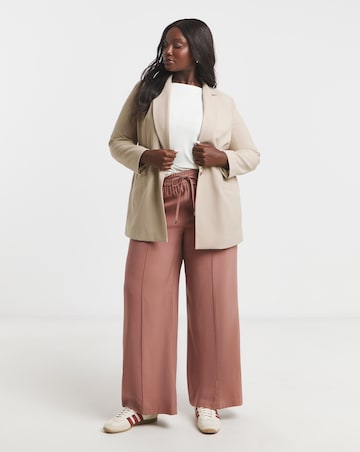 Simply Be Terracotta Tie Waist Belt Twill Wide Leg Trousers