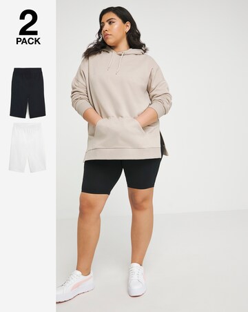 Black/Ecru 2 Pack Cotton Cycling Shorts