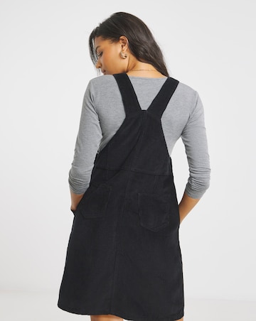 Black Cord Mini Dungaree Dress