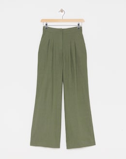 Linen Pleated Wide Leg Trousers