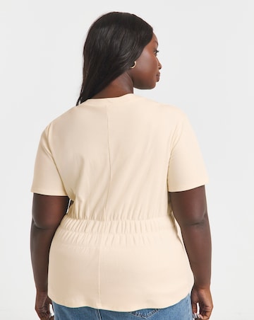 Simply Be Ecru Shirred Waist T-Shirt