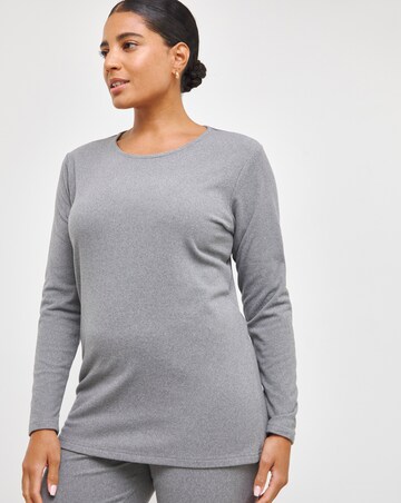 Pretty Secrets Thermal Brushed Fleece Long Sleeve Top - Grey