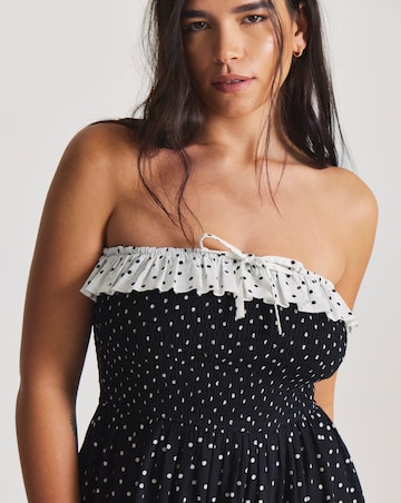 Figleaves Tiered Maxi Bandeau Spot Print Beach Dress