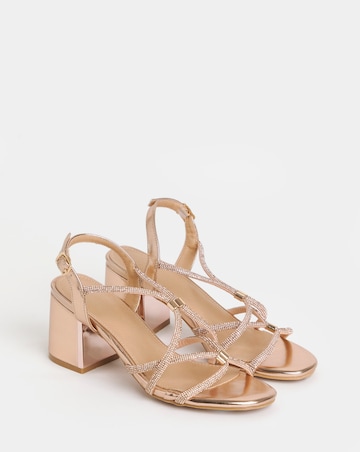 Ines Diamante Strappy Block Heeled Sandals - Wide Fit (E)