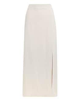 Stone Linen Tailored Maxi Skirt