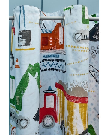 Catherine Lansfield Kids Digger Dreams Eyelet Curtains Two Panels