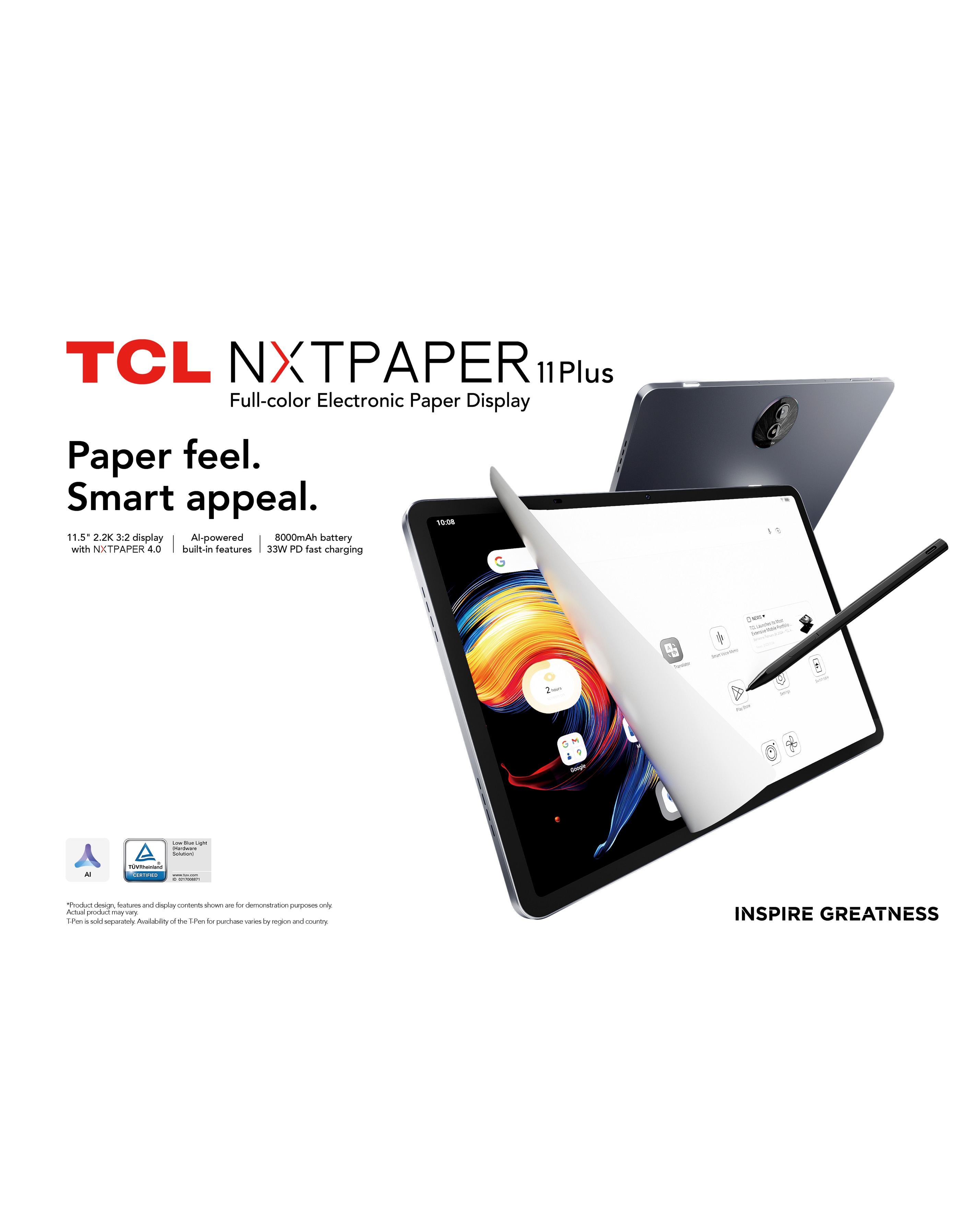 TCL NXTPAPER 11 Plus 256GB Tablet with Case - Dark Grey | Fashion