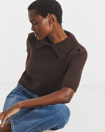 Chocolate Fluffy Collar Jumper