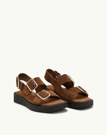 Nobodys Child Brown Leather Double Strap Platform Sandals - Standard Fit (D)