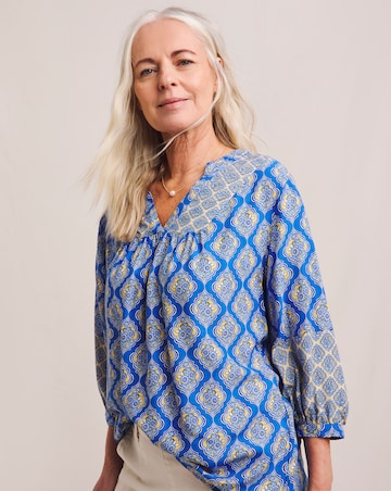 Julipa Mix Print Notch Neck Blouse