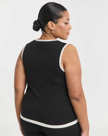 Simply Be Black & White Contrast Tie Front Waistcoat Co-Ord