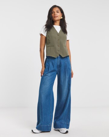 Khaki Pinstripe Tailored Co-ord Waistcoat