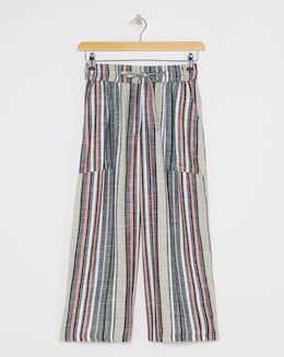 Printed Linen Mix Wide Leg Culotte