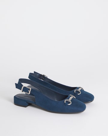 Presley Low Block Heel Slingback With Snaffle Trim - Wide Fit (E)