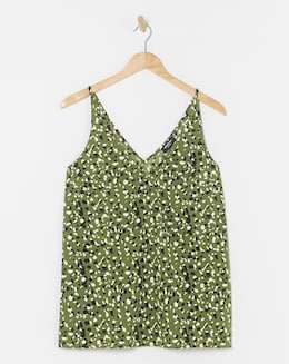 Green Print Sleeveless V Neck Cami