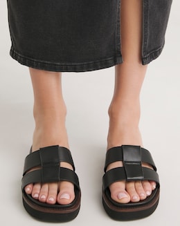 Rosalind Leather Twin Strap Mule - Wide Fit (E)