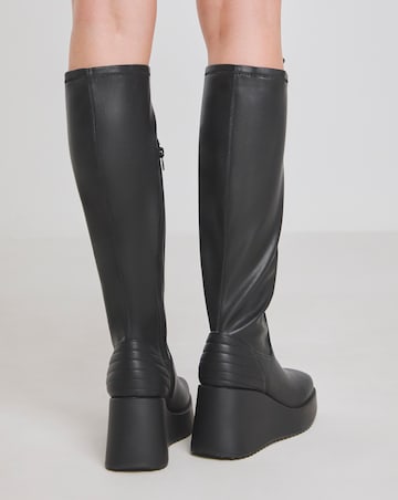Pax Wedge Knee High Boots Quilting Detail - Extra Wide Fit (EEE) & Curvy Calf