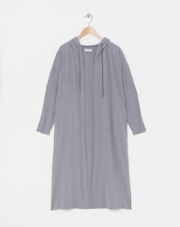 Grey Marl Soft Touch Ribbed Hooded Cardigan