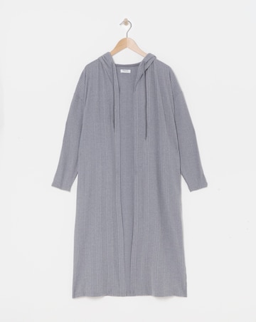 Grey Marl Soft Touch Ribbed Hooded Cardigan