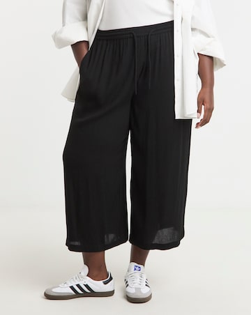 Simply Be Black Tie Waist Crinkle Culottes