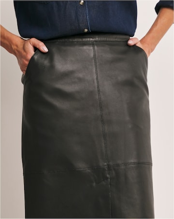 Anthology Black Leather Midi Skirt