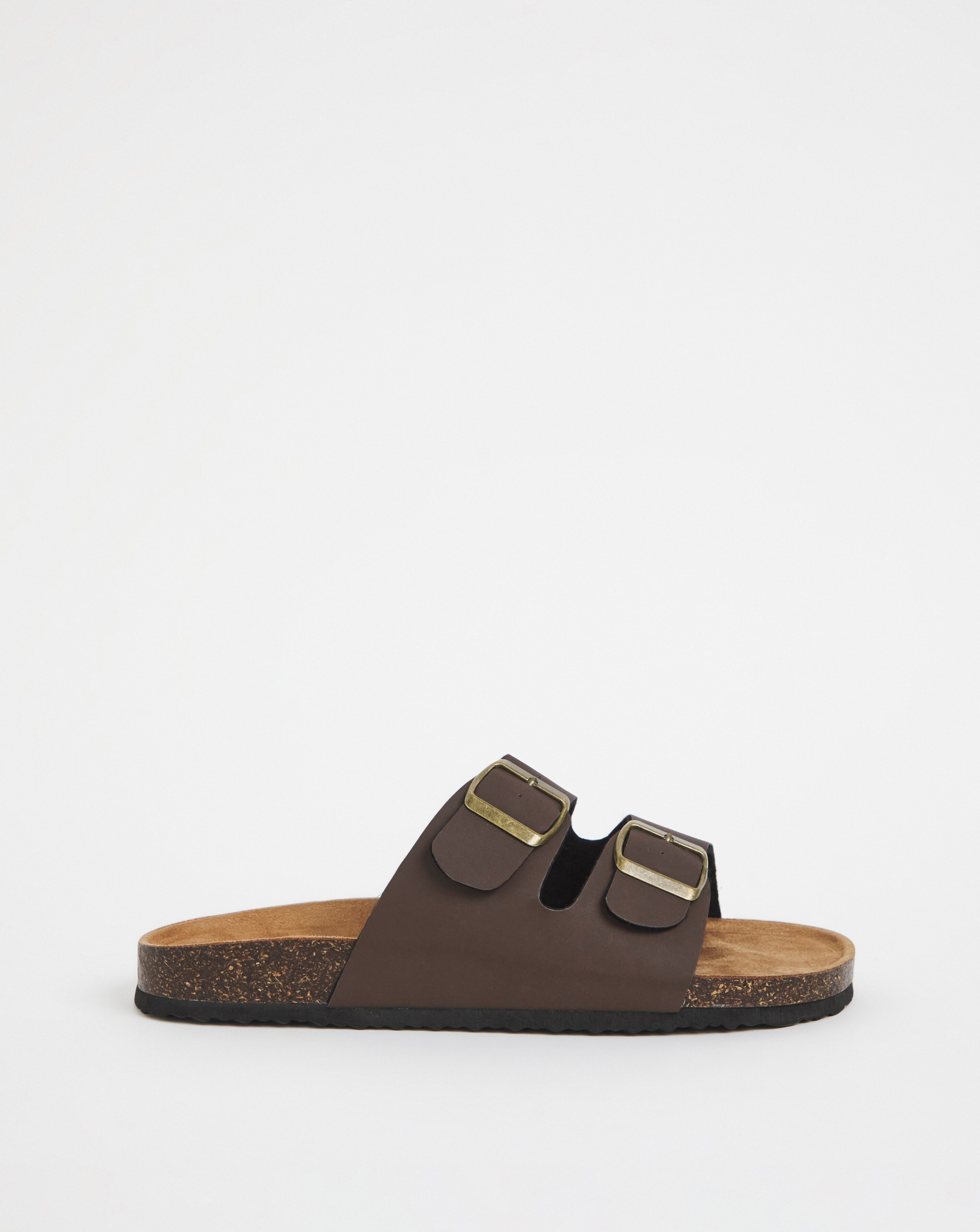 Brown Buckle Strap Sandals Wide Fit