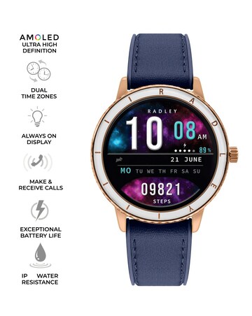 Radley Series 57 AMOLED Leather Silicone Strap Smart Watch - Ink