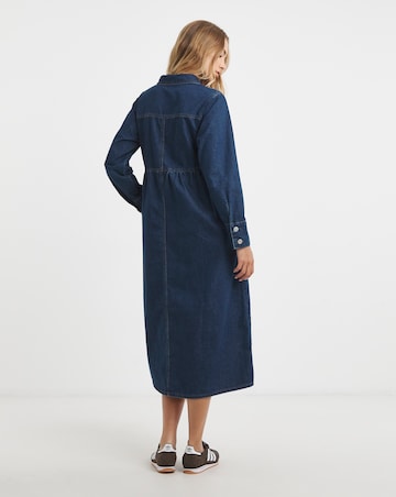 Indigo Long Sleeve Denim Midi Dress