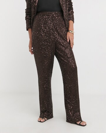 Chocolate Sequin Straight Leg Trouser