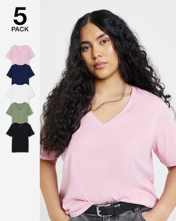 Black, White, Khaki, Navy & Blush Slim Fit V Neck T-Shirts