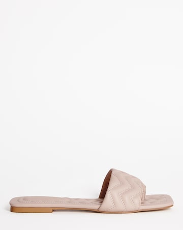 Marrissa Zigzag Quilted Flat Mule Toe Post Sandals Wide Fit