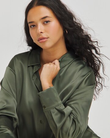 Khaki Satin Relaxed Shirt