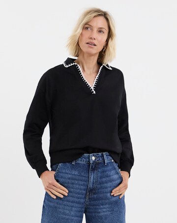 Contrast Stitch Collared Sweatshirt