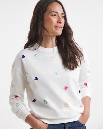Multi Heart Embroidered Sweatshirt