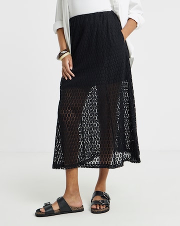 Simply Be Black Lace Midaxi Aline Skirt