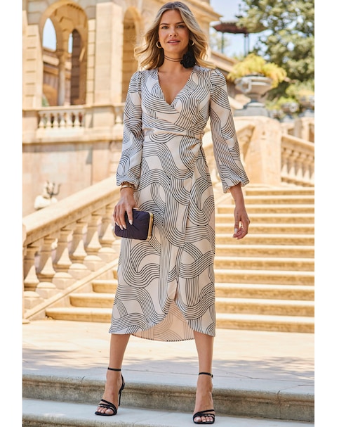 Sosandar Ring Detail Wrap Dress
