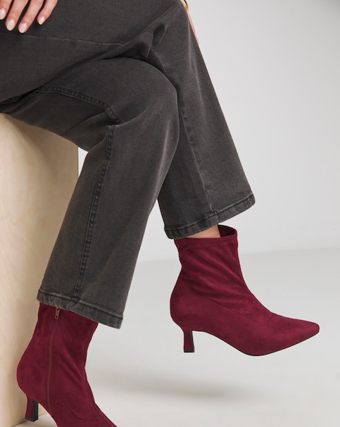 Ally Kitten Heel Sock Boot - Wide Fit (E)