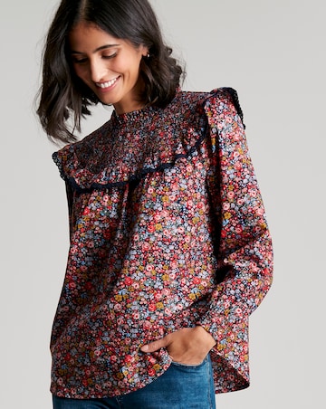 Joules Curved Yoke Top With frill