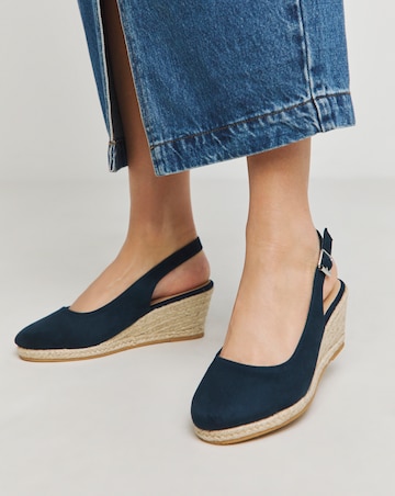 Miami Wedge Espadrille Slingback Sandals - Wide Fit (E)