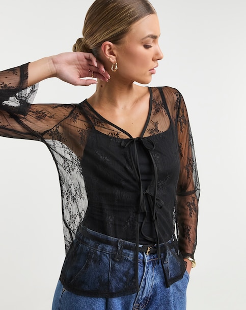 Simply Be Lace Tie Front Cardi