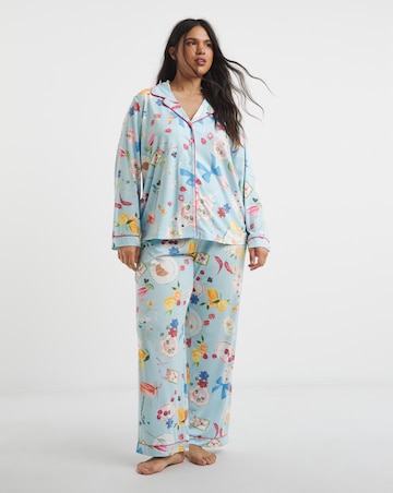 Simply Be Button Through Food Print Pyjama Set