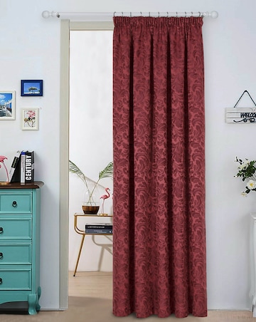 Buckingham Jacquard Light Filtering Pencil Pleat Lined Door Curtain