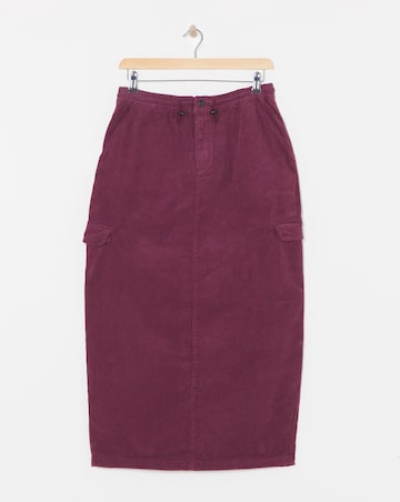 Burgundy Cord Cargo Maxi Parachute Skirt