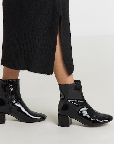 Anastasia Low Block Heel Ankle Boots - Wide Fit (E)