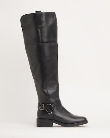 Naira Leather Over Knee Western Boots - Extra Wide Fit (EEE) & Super Curvy Calf