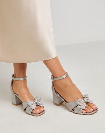 Peppo Diamante Bow Block Heel Sandal - Wide Fit (E)